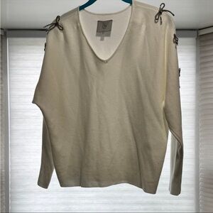 LIV Milano Cream Sweater with Shoulder Details